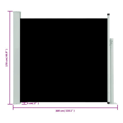 Infällbar sidomarkis 170x300 cm svart