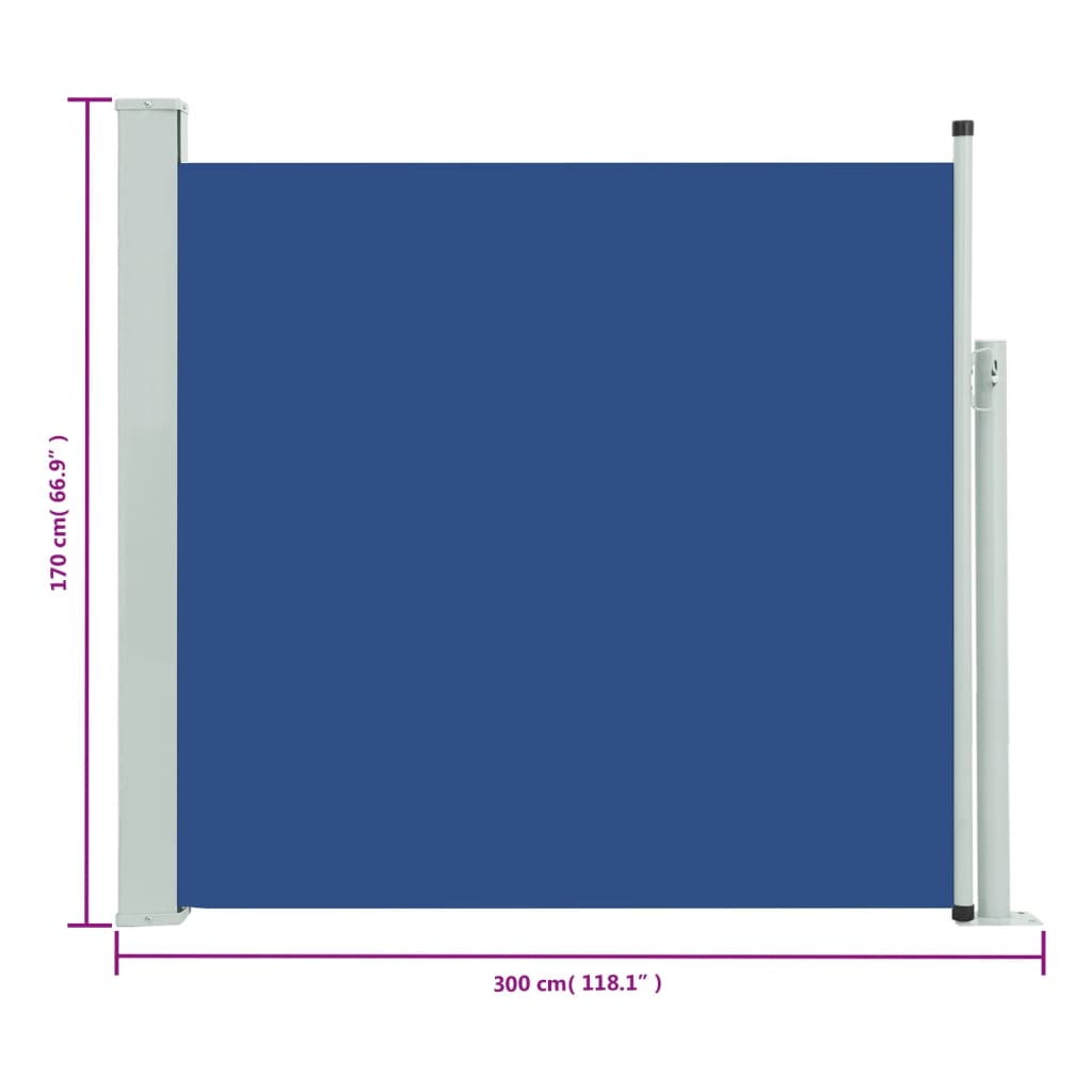 Infällbar sidomarkis 170x300 cm blå