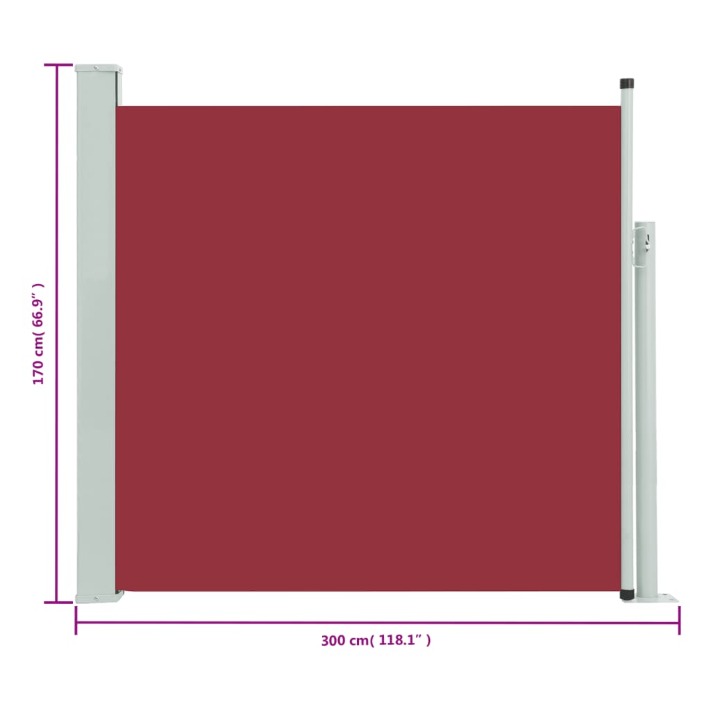 Infällbar sidomarkis 170x300 cm röd