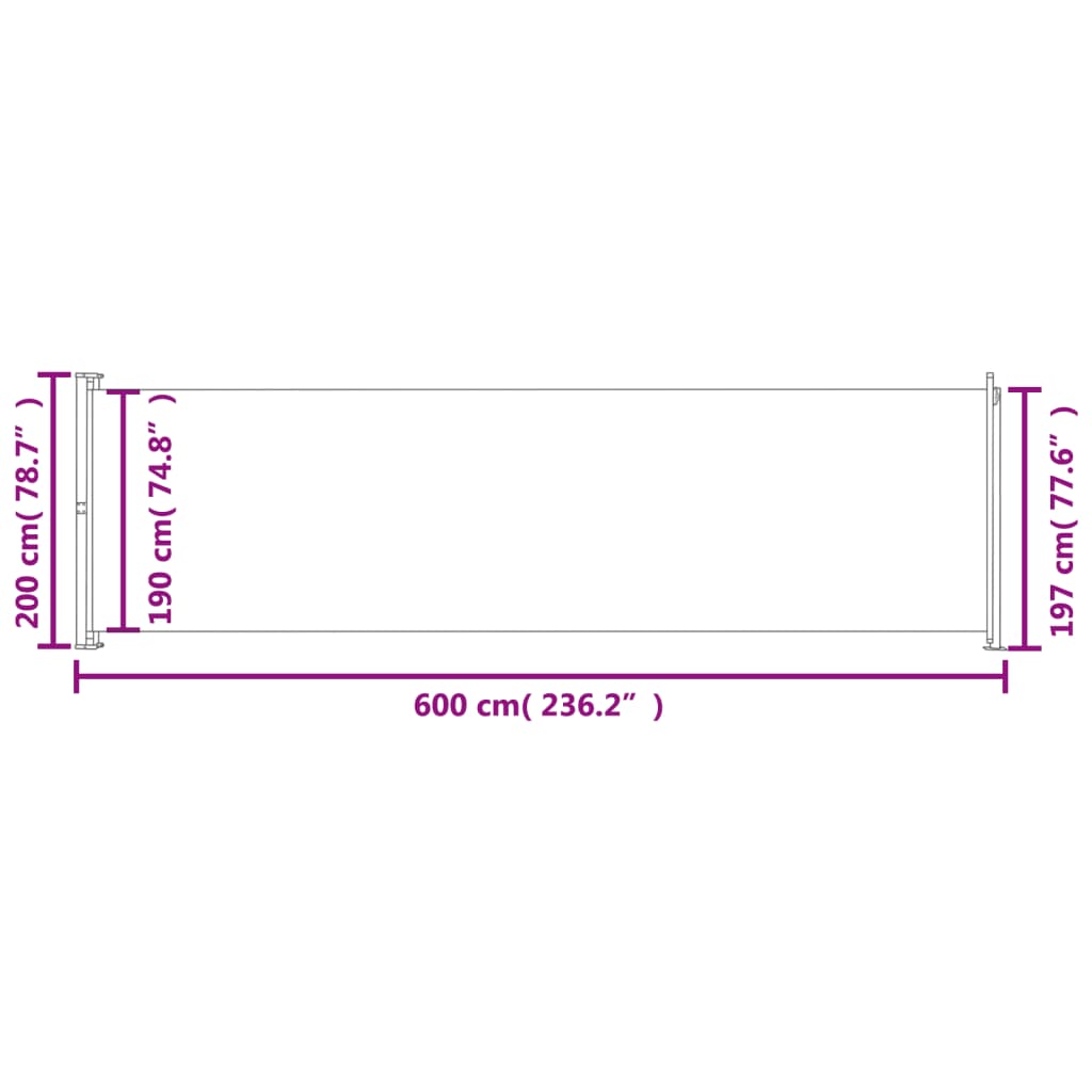 Infällbar sidomarkis 200x600 cm röd