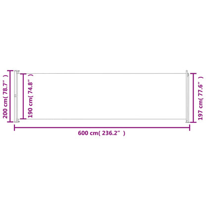 Infällbar sidomarkis 200x600 cm röd