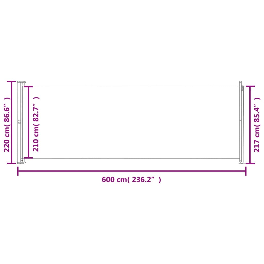 Infällbar sidomarkis 220x600 cm blå