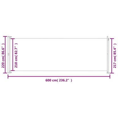 Infällbar sidomarkis 220x600 cm röd