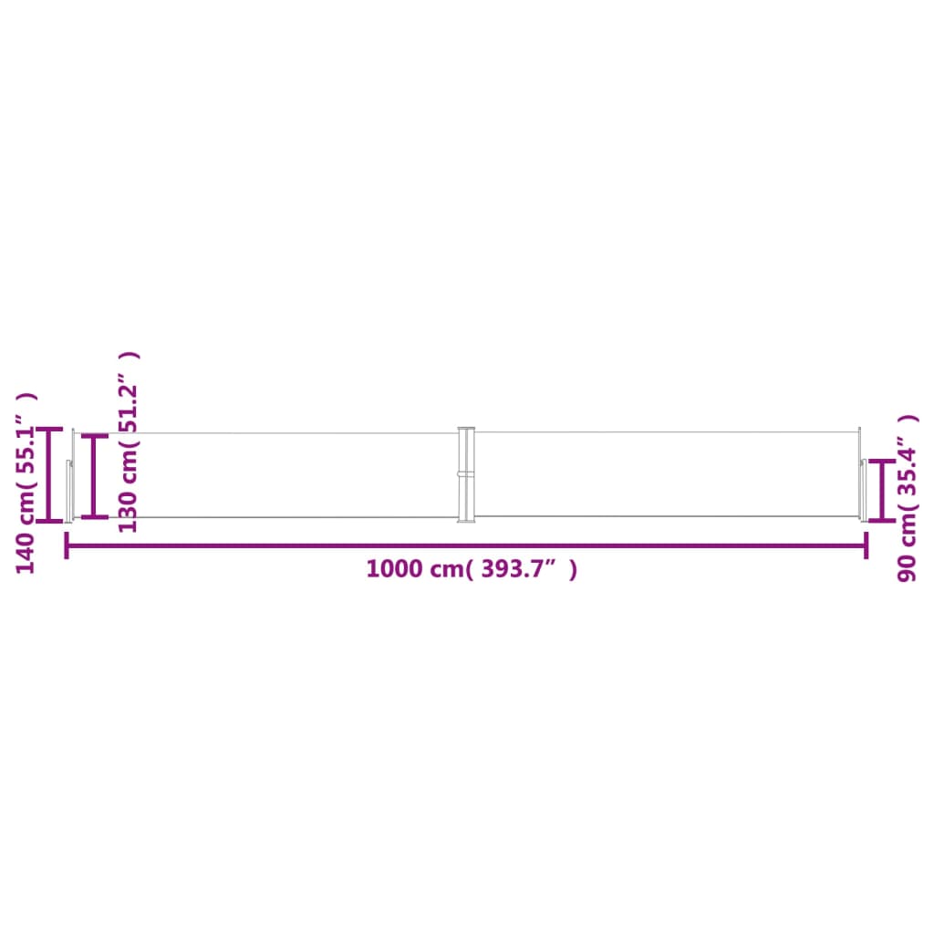 Infällbar sidomarkis röd 140x1000 cm