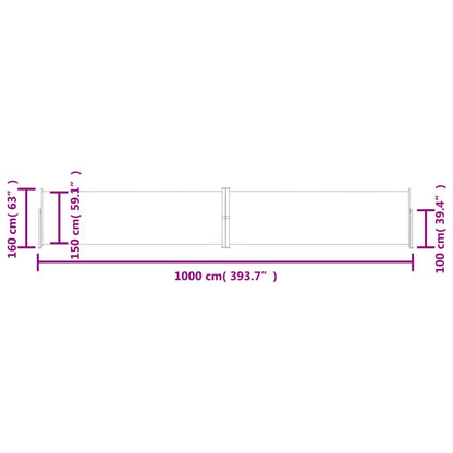 Infällbar sidomarkis gräddvit 160x1000 cm