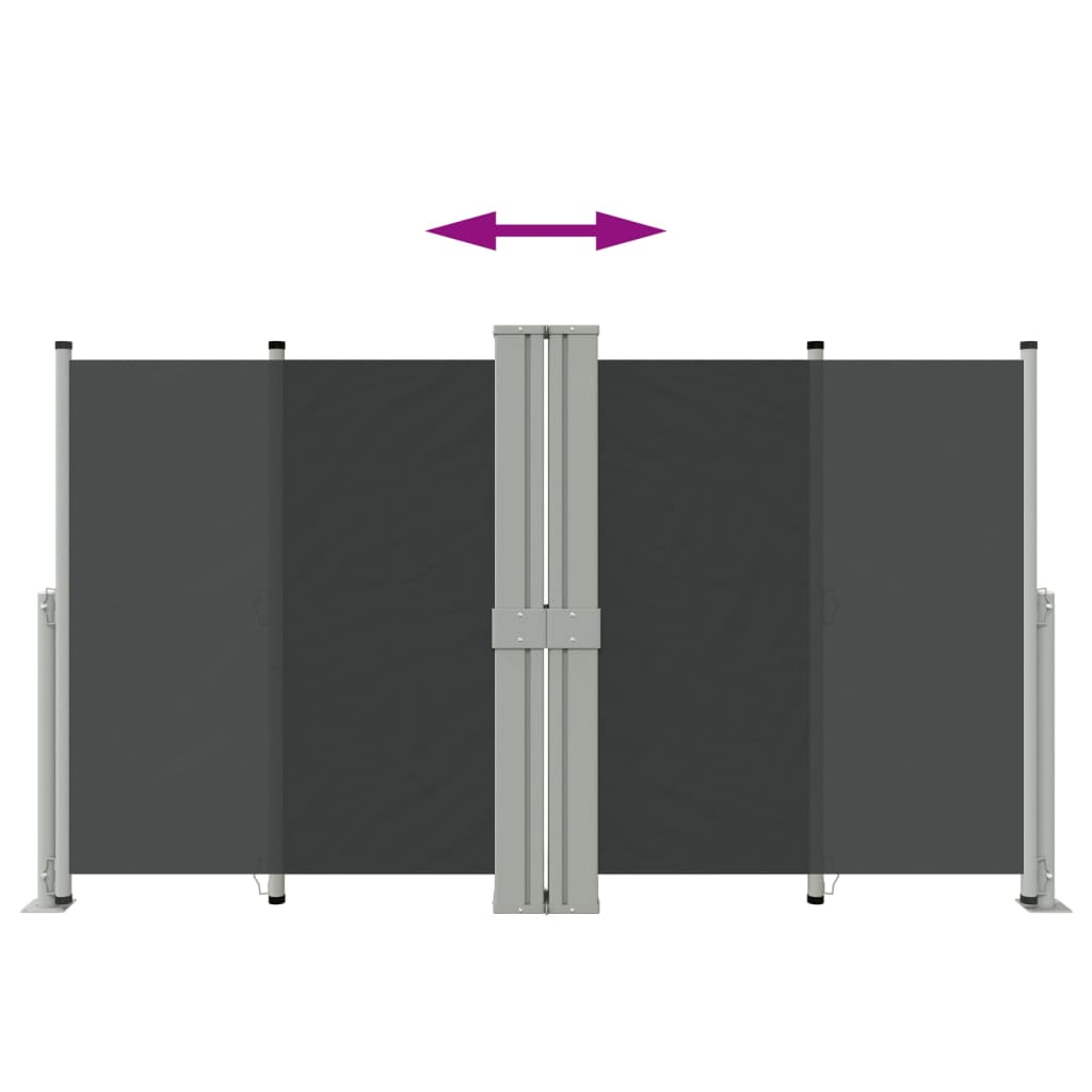 Infällbar sidomarkis svart 140x1200 cm