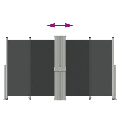 Infällbar sidomarkis svart 140x1200 cm