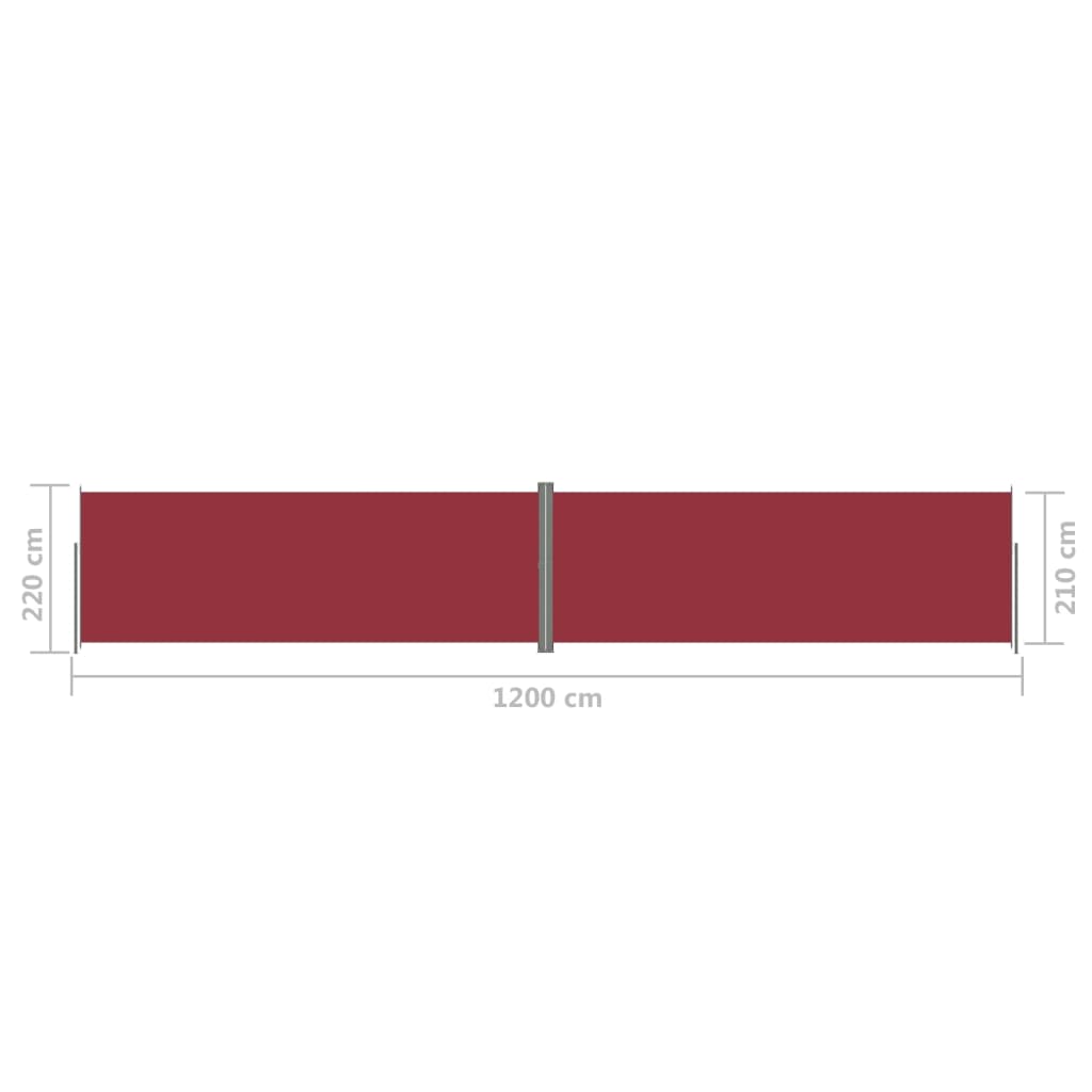 Infällbar sidomarkis röd 220x1200 cm