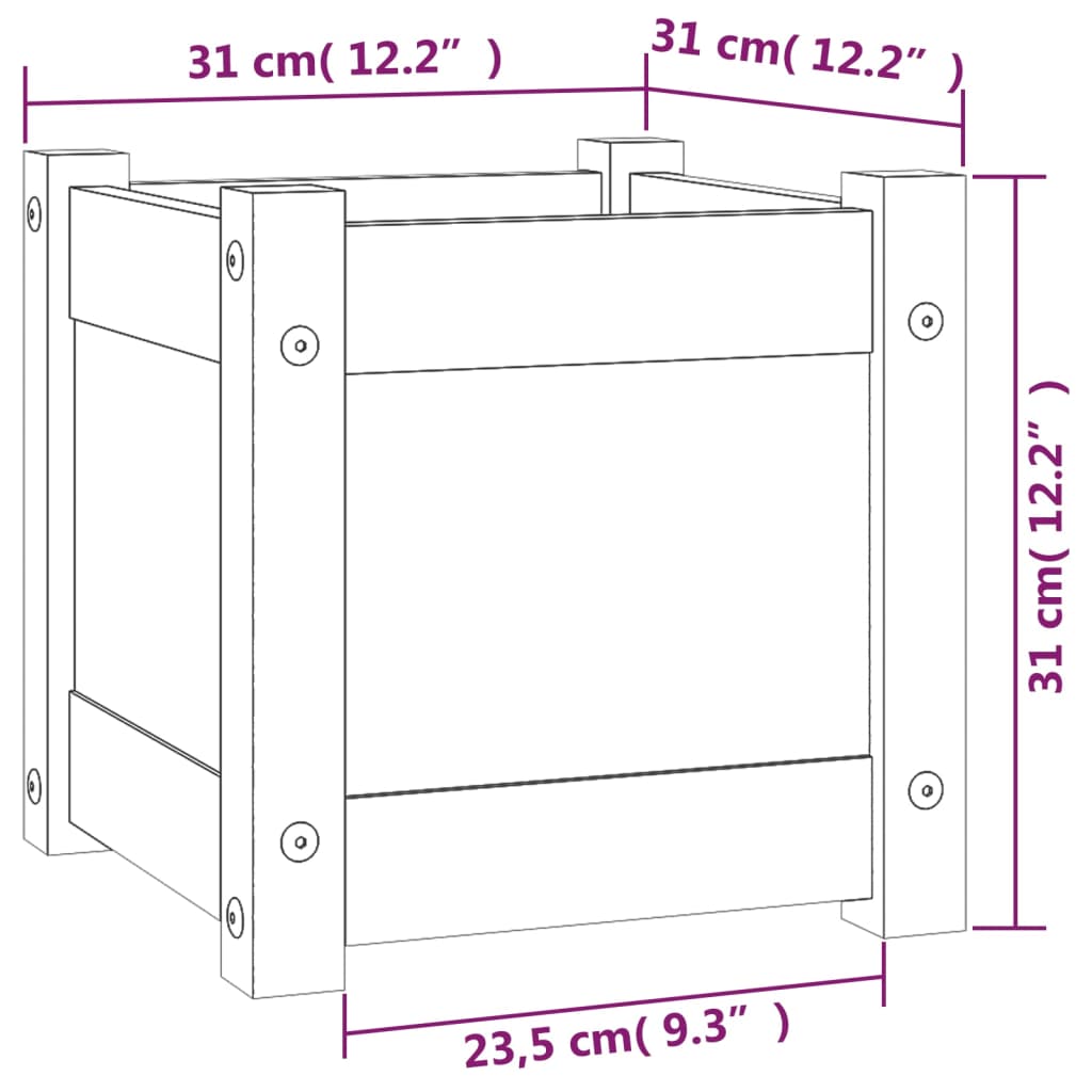 Odlingslådor 2 st 31x31x31 cm massiv furu