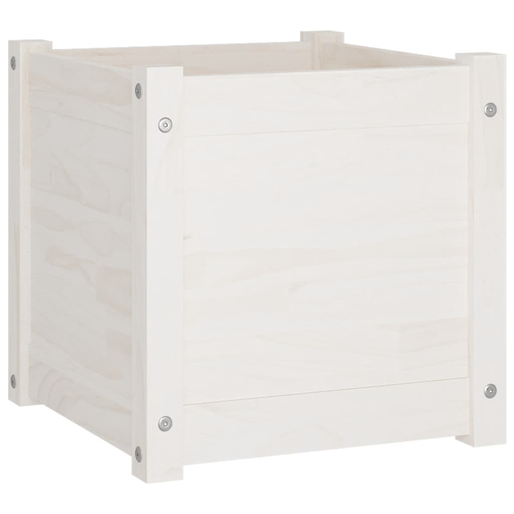 Odlingslådor 2 st vit 40x40x40 cm massiv furu