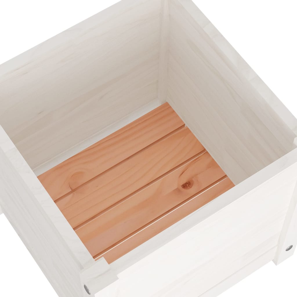 Odlingslådor 2 st vit 40x40x40 cm massiv furu