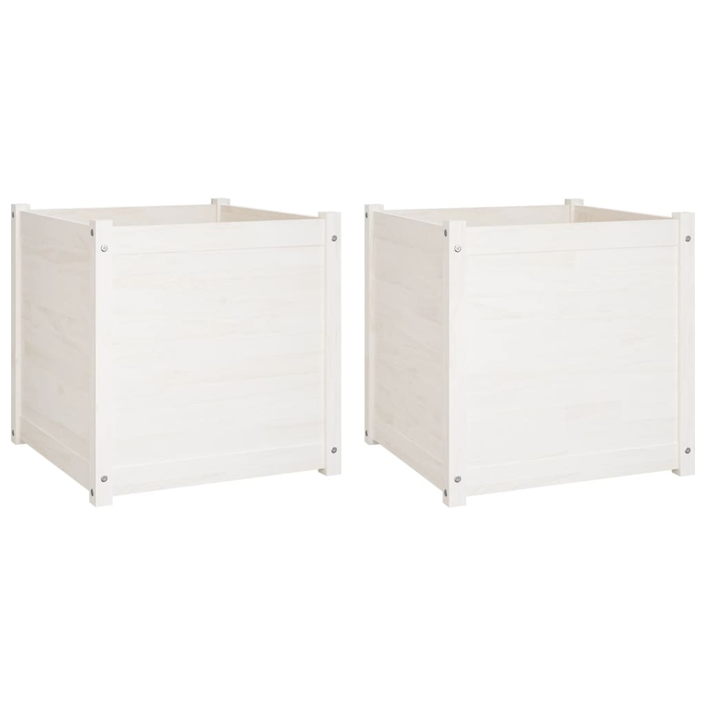 Odlingslådor 2 st vit 60x60x60 cm massiv furu