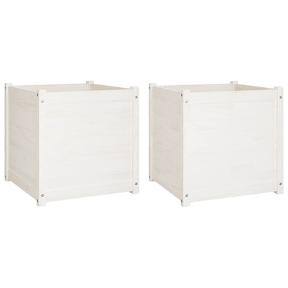 Odlingslådor 2 st vit 60x60x60 cm massiv furu