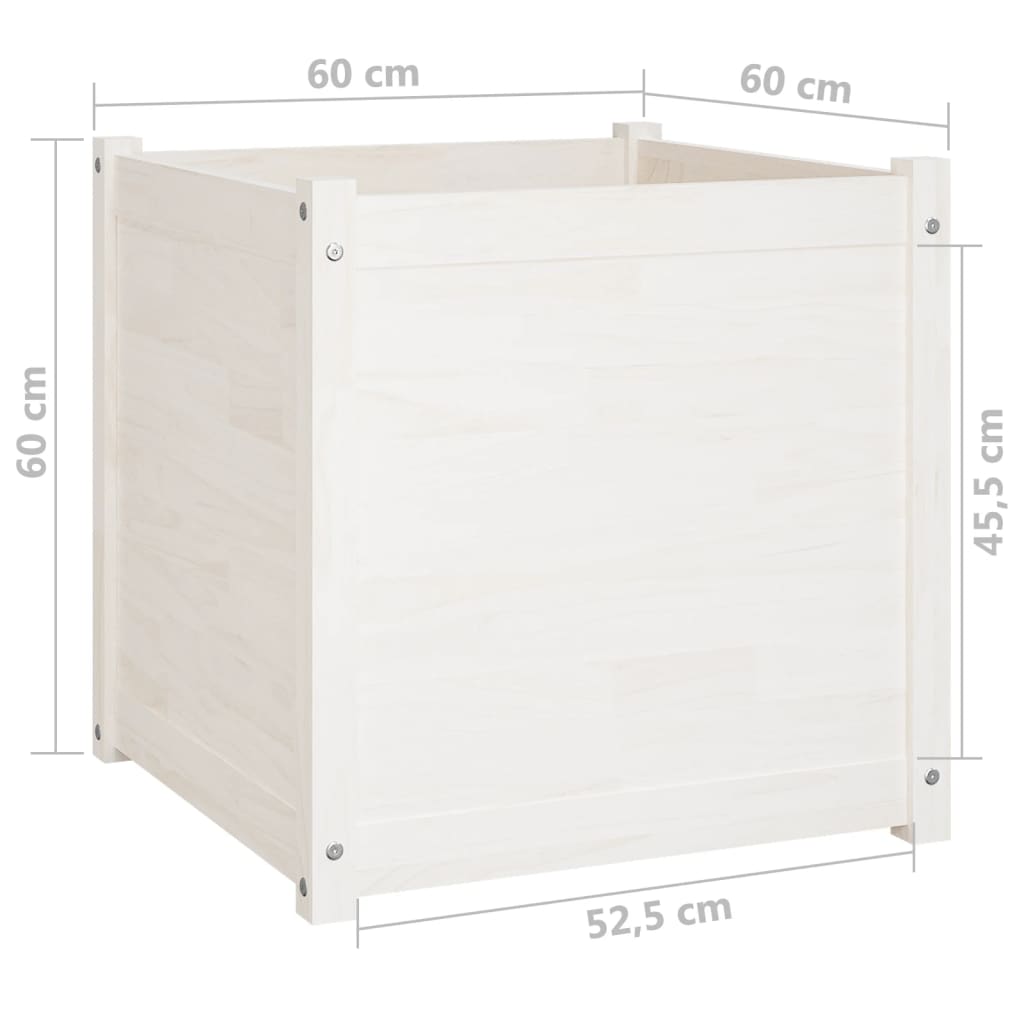 Odlingslådor 2 st vit 60x60x60 cm massiv furu
