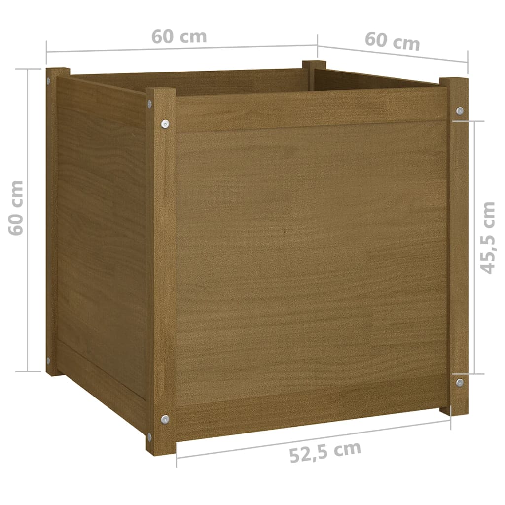 Odlingslåda 2 st honungsbrun 60x60x60 cm massiv furu