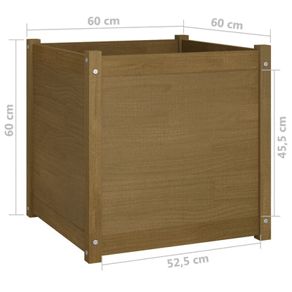 Odlingslåda 2 st honungsbrun 60x60x60 cm massiv furu