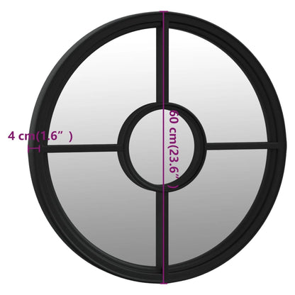 Spegel svart 60x4 cm rund järn för inomhusbruk
