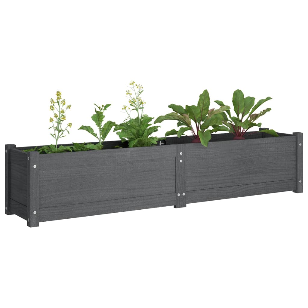 Odlingslåda upphöjd 150x31x31 cm massiv furu grå