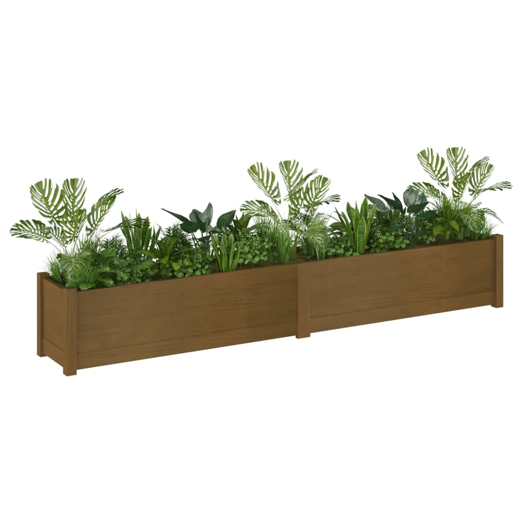 Odlingslåda honungsbrun 200x31x31 cm massiv furu