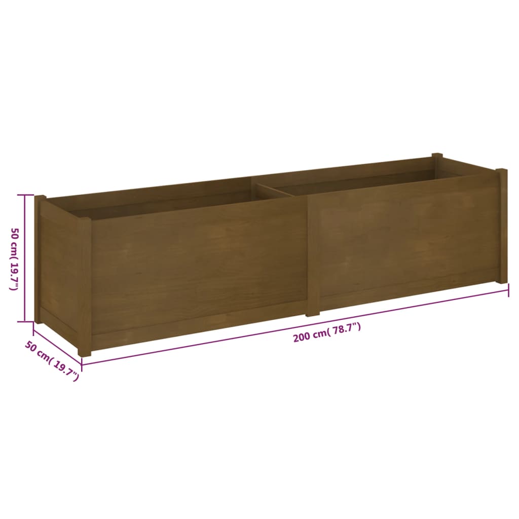Odlingslåda honungsbrun 200x50x50 cm massiv furu
