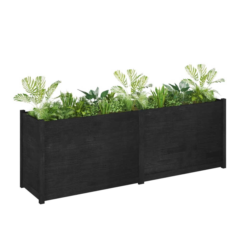 Odlingslåda svart 200x50x70 cm massiv furu