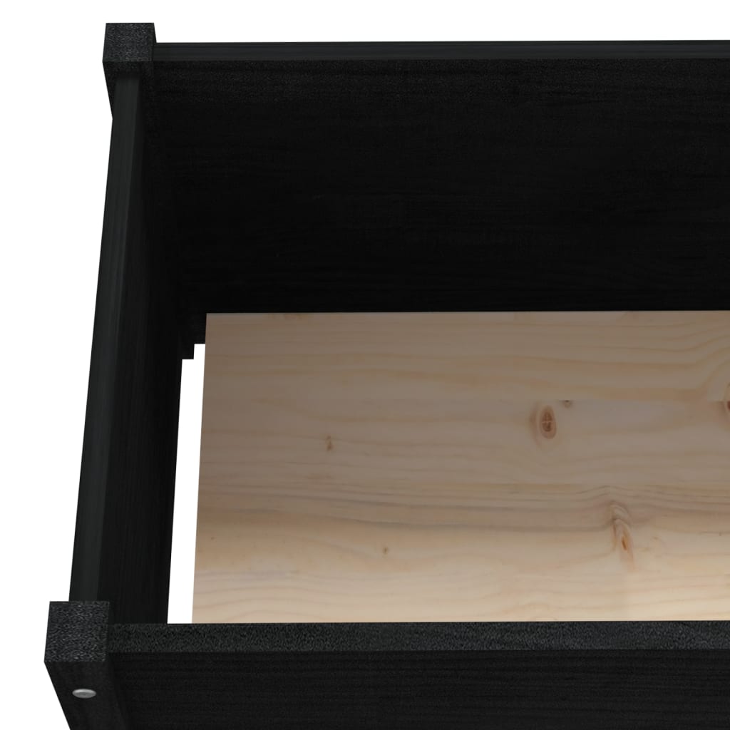Odlingslåda svart 200x50x70 cm massiv furu