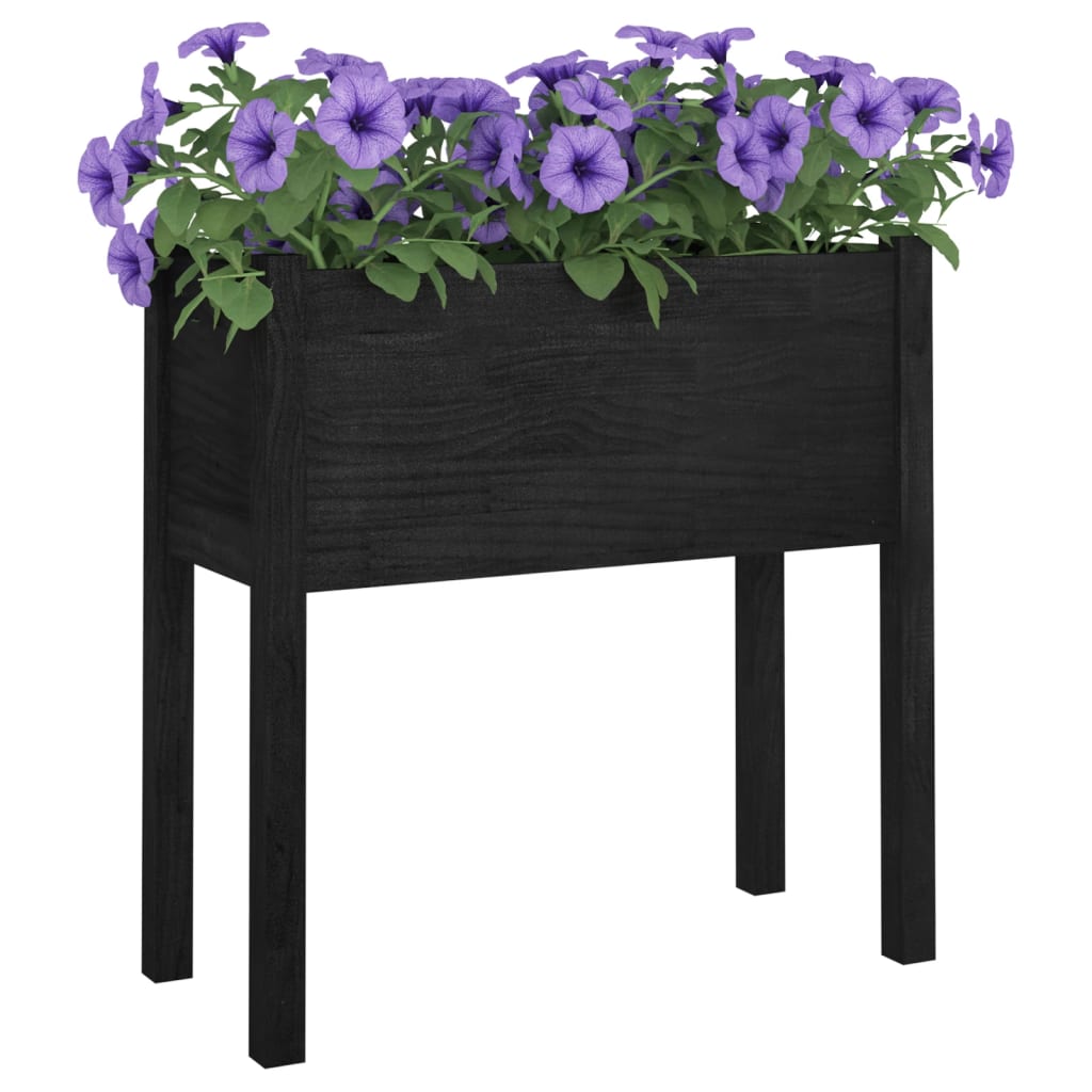 Odlingslåda svart 70x31x70 cm massiv furu