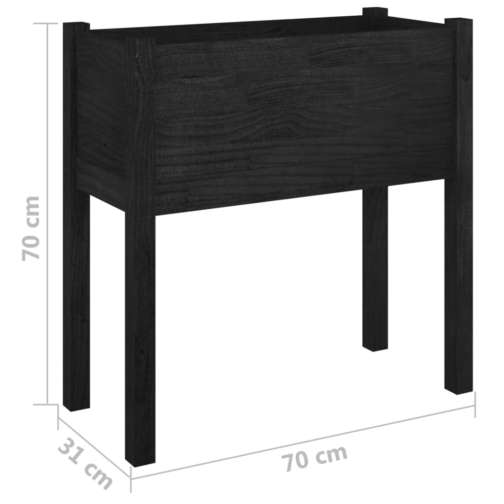 Odlingslåda svart 70x31x70 cm massiv furu