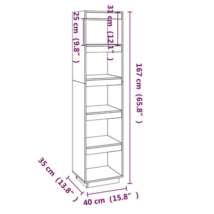 Bokhylla/Rumsavdelare vit 40x35x167 cm massiv furu