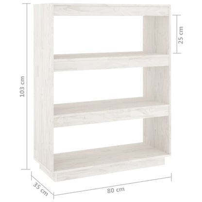 Bokhylla/Rumsavdelare vit 80x35x103 cm massiv furu