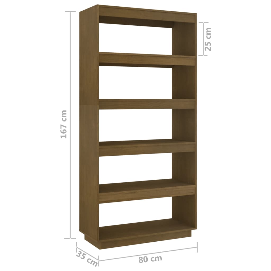 Bokhylla/Rumsavdelare honungsbrun 80x35x167 cm massiv furu