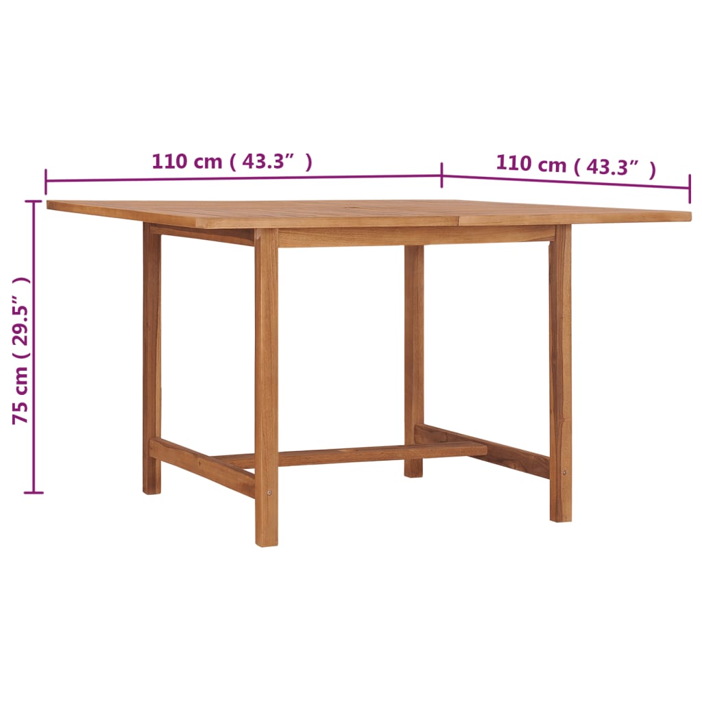 Trädgårdsbord 110x110x75 cm massiv teak