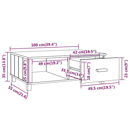 Soffbord HAMAR vit 100x55x35 cm massiv furu