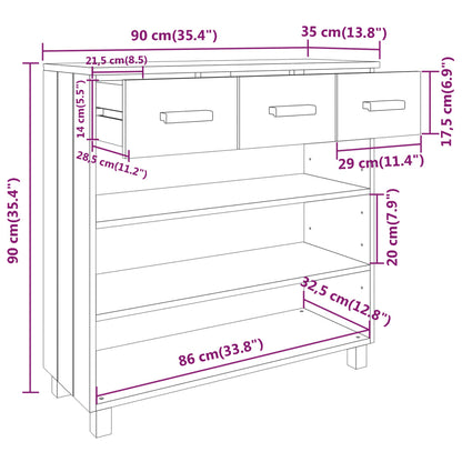 Konsolbord HAMAR honungsbrun 90x35x90 cm massiv furu