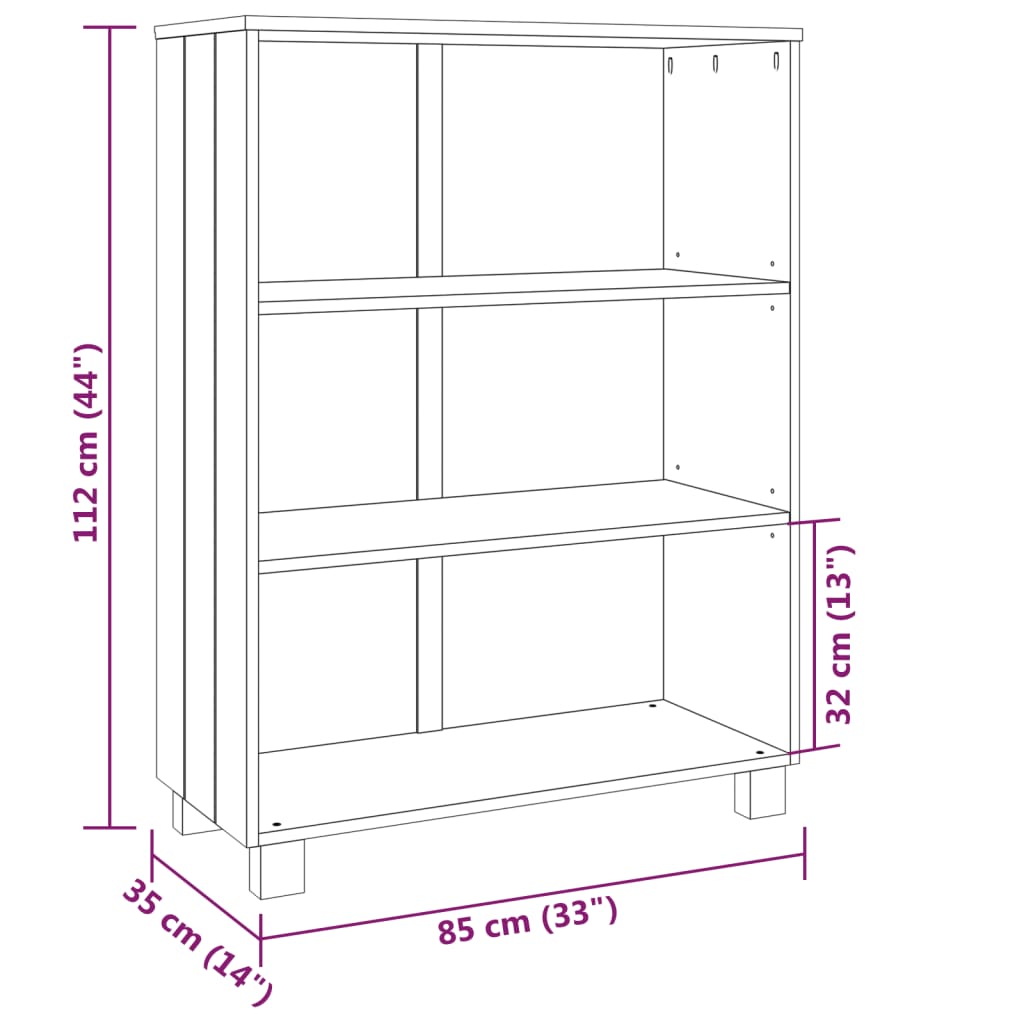 Bokhylla HAMAR vit 85x35x112 cm massiv furu