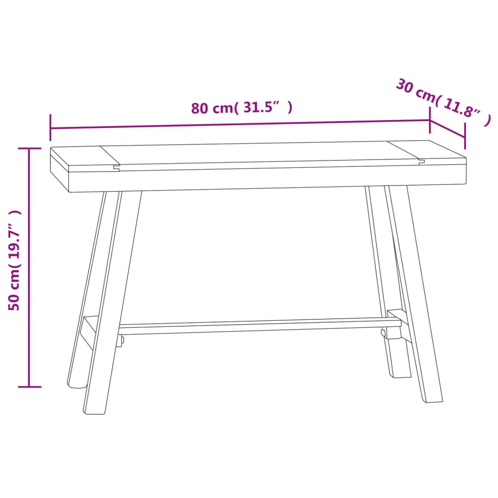 Bänk 80 cm massiv teak