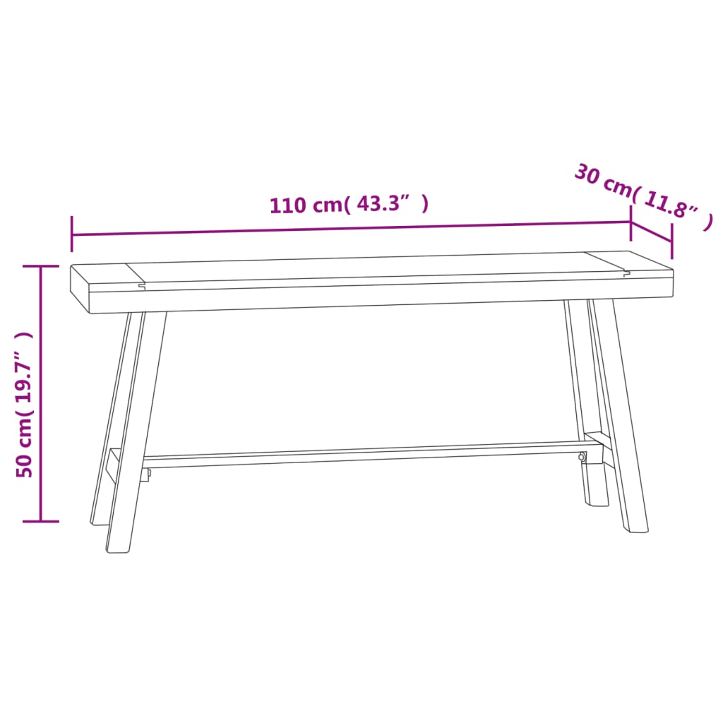 Bänk 110 cm massiv teak