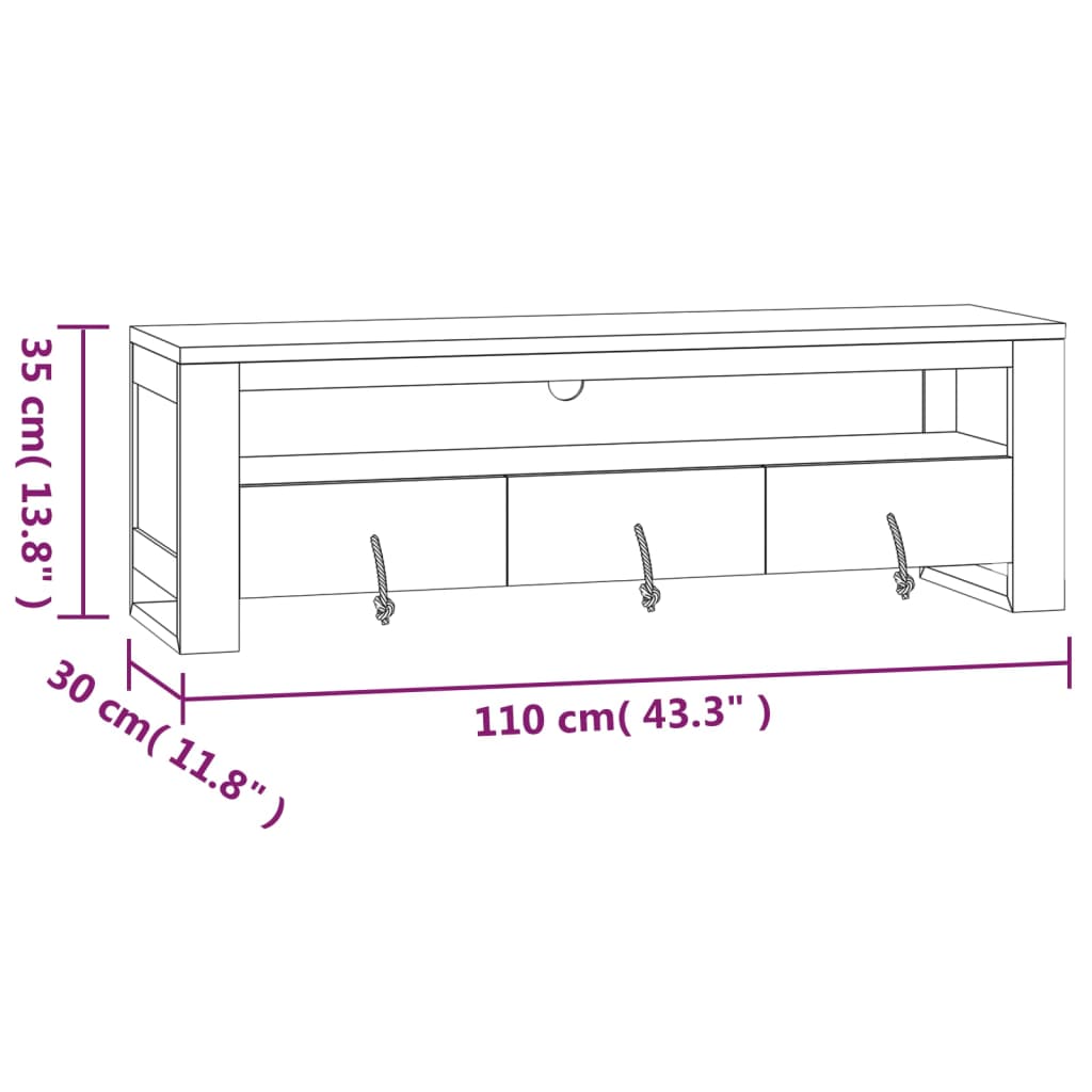 Tv-bänk 110x30x35 cm massiv teak