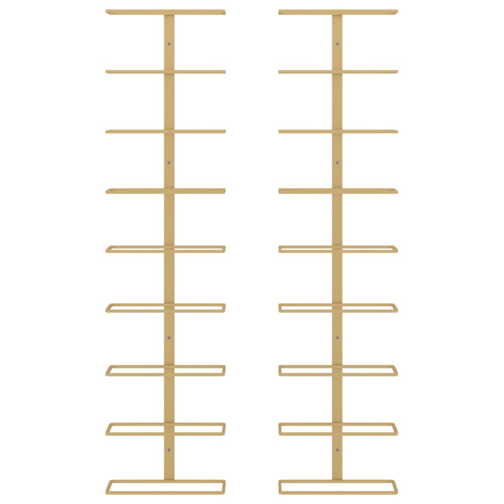 Väggmonterat vinställ för 9 flaskor 2 st guld järn