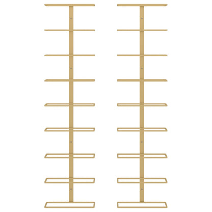Väggmonterat vinställ för 9 flaskor 2 st guld järn