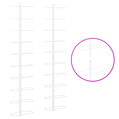 Väggmonterat vinställ för 10 flaskor 2 st vit metall
