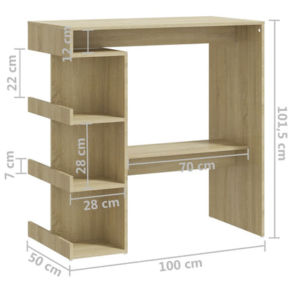 Barbord med hyllor sonoma-ek 100x50x101,5 cm konstruerat trä