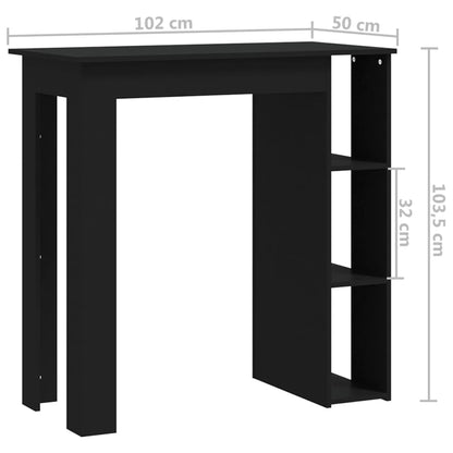 Barbord med hyllor svart 102x50x103,5 cm konstruerat trä