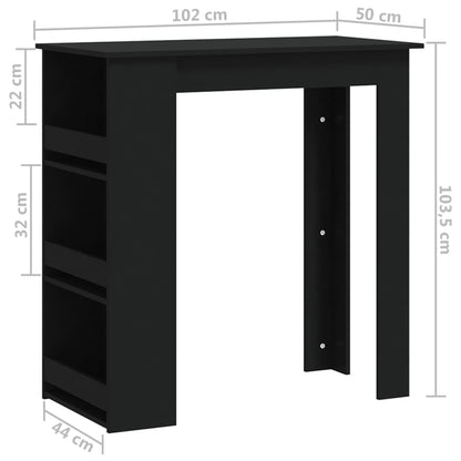 Barbord med hyllor svart 102x50x103,5 cm konstruerat trä