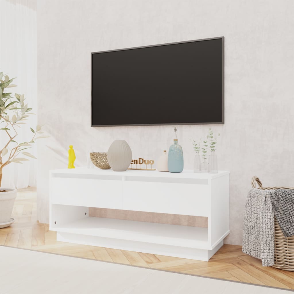 Tv-bänk vit 102x41x44 cm konstruerat trä