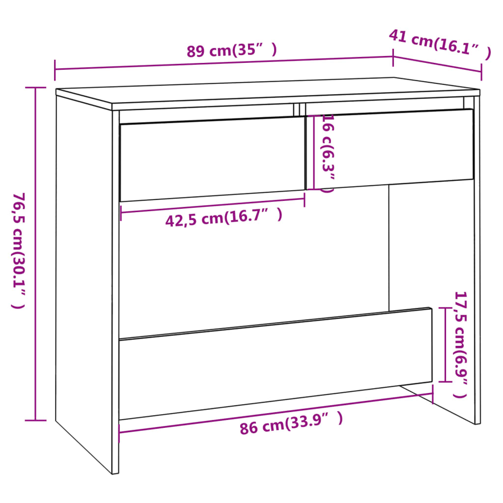 Konsolbord svart 89x41x76,5 cm konstruerat trä