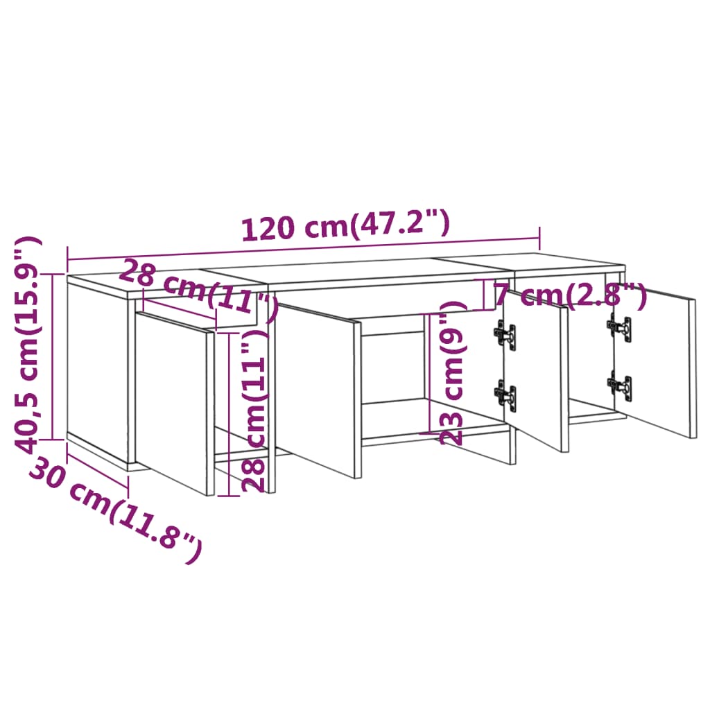 TV-bänk sonoma-ek 120x30x40,5 cm konstruerat trä