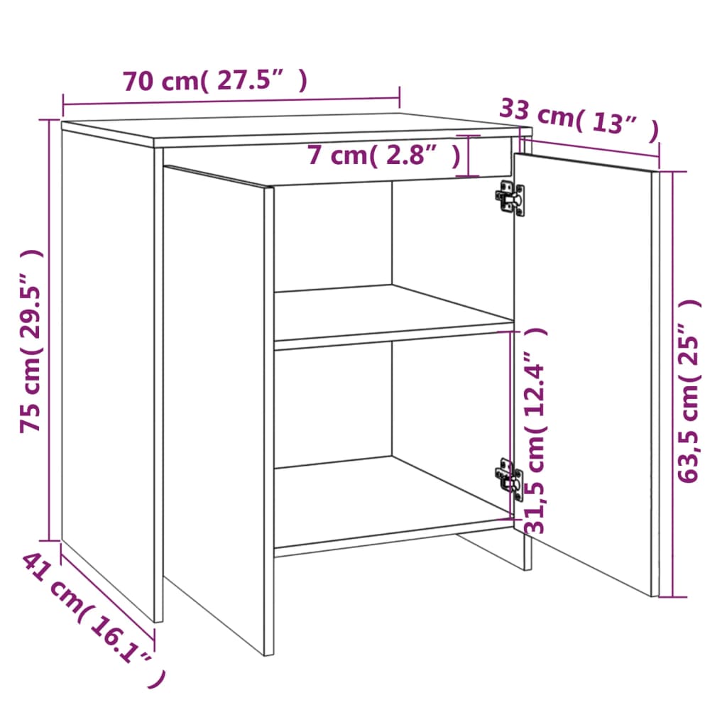 Skänk svart 70x41x75 cm konstruerat trä