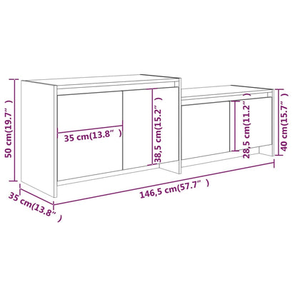 TV-bänk vit högglans 146,5x35x50 cm konstruerat trä