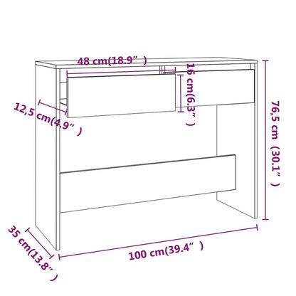 Konsolbord vit 100x35x76,5 cm konstruerat trä